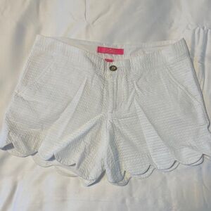 Lilly Pulitzer White Scalloped High Waist Shorts